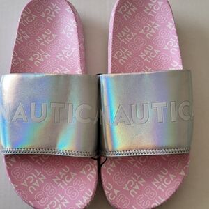 Nautica Holographic Slide Sandals - Pink Footbed